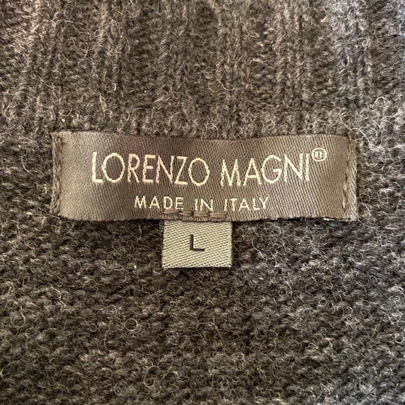 Lorenzo Magni Italy Wool Sweater Size Large Light & Dark Gray Stripes Crew Neck - Picture 3 of 12